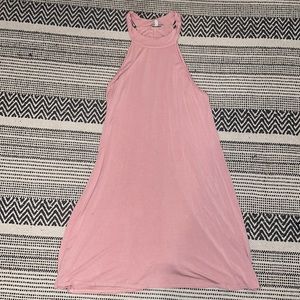 Pink halter top (loos fitting) midi dress.